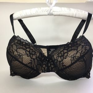 Torrid 42DDD Padded Black Nude Lace Underwire Full